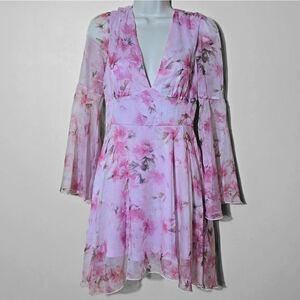Double Crazy‎ Pink Floral Fairy Babydoll Dress Size S Ethereal